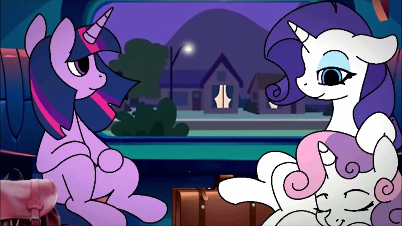 Rarity and Twilight(And Sweetie Belle) chilling on a train [Ft. Faded Memory]